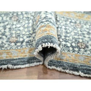 8'3"x10'1" Charcoal Gray, Mamluk Design, Pre Historic 14th Century Influence, Natural Dyes, 100% Wool, Hand Knotted, Oriental Rug FWR458610