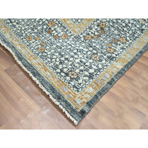 8'3"x10'1" Charcoal Gray, Mamluk Design, Pre Historic 14th Century Influence, Natural Dyes, 100% Wool, Hand Knotted, Oriental Rug FWR458610