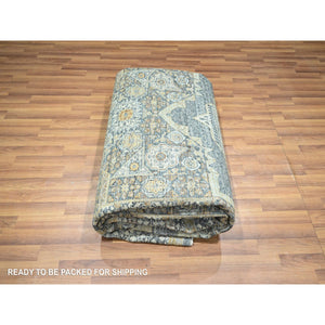 8'3"x10'1" Charcoal Gray, Mamluk Design, Pre Historic 14th Century Influence, Natural Dyes, 100% Wool, Hand Knotted, Oriental Rug FWR458610