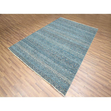 Load image into Gallery viewer, 6&#39;x9&#39; Cerulean Blue, Kohinoor Herat Pattern, Small Geometric Repetitive Diamond Design, Soft Wool, Tone On Tone, Hand Knotted, Oriental Rug FWR458616