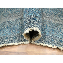 Load image into Gallery viewer, 6&#39;x9&#39; Cerulean Blue, Kohinoor Herat Pattern, Small Geometric Repetitive Diamond Design, Soft Wool, Tone On Tone, Hand Knotted, Oriental Rug FWR458616