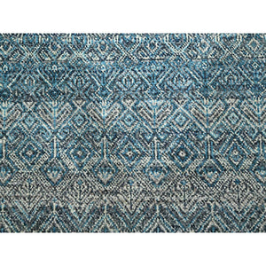 6'x9' Cerulean Blue, Kohinoor Herat Pattern, Small Geometric Repetitive Diamond Design, Soft Wool, Tone On Tone, Hand Knotted, Oriental Rug FWR458616