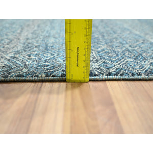 6'x9' Cerulean Blue, Kohinoor Herat Pattern, Small Geometric Repetitive Diamond Design, Soft Wool, Tone On Tone, Hand Knotted, Oriental Rug FWR458616