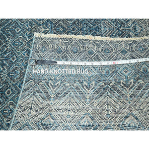 6'x9' Cerulean Blue, Kohinoor Herat Pattern, Small Geometric Repetitive Diamond Design, Soft Wool, Tone On Tone, Hand Knotted, Oriental Rug FWR458616