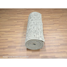 Load image into Gallery viewer, 2&#39;8&quot;x26&#39; Porcelain White, Mamluk Design, Pre Historic 14th Century Influence, Natural Dyes, Hand Knotted, Pure Wool, XL Runner, Oriental Rug FWR458628