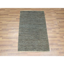 Load image into Gallery viewer, 2&#39;x3&#39; Mocha Brown, Modern Grass Design, Hand Knotted, 100% Wool, Lush And Plush, Tone On Tone, Mat, Sample, Oriental Rug FWR458640