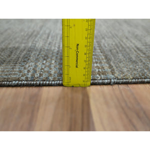 2'x3' Mocha Brown, Modern Grass Design, Hand Knotted, 100% Wool, Lush And Plush, Tone On Tone, Mat, Sample, Oriental Rug FWR458640
