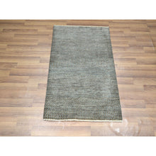 Load image into Gallery viewer, 2&#39;x3&#39; Cedar Brown, Modern Grass Design, Hand Knotted, Undyed Natural Wool, Lush And Plush, Tone On Tone, Sample, Mat, Oriental Rug FWR458646