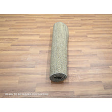 Load image into Gallery viewer, 2&#39;x3&#39; Cedar Brown, Modern Grass Design, Hand Knotted, Undyed Natural Wool, Lush And Plush, Tone On Tone, Sample, Mat, Oriental Rug FWR458646