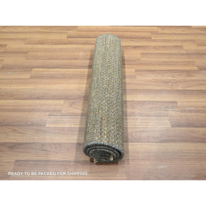 2'x3' Coffee Brown, Tone On Tone, Modern Grass Design, Hand Knotted, Undyed Natural Wool, Lush And Plush, Mat, Sample, Oriental Rug FWR458652