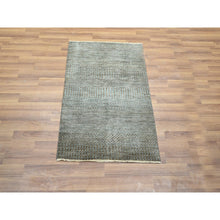 Load image into Gallery viewer, 2&#39;x3&#39; Mocha Brown, Tone On Tone, Modern Grass Design, Hand Knotted, Undyed Natural Wool, Lush And Plush, Sample, Mat, Oriental Rug FWR458670