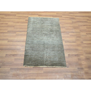 2'x3' Mocha Brown, Tone On Tone, Modern Grass Design, Hand Knotted, Undyed Natural Wool, Lush And Plush, Sample, Mat, Oriental Rug FWR458670