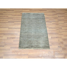 Load image into Gallery viewer, 2&#39;x3&#39; Coffee Brown, Modern Grass Design, Hand Knotted, Undyed Natural Wool, Mat, Sample, Lush And Plush, Tone On Tone, Oriental Rug FWR458676