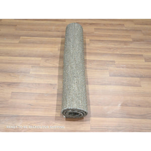 2'x3' Coffee Brown, Modern Grass Design, Hand Knotted, Undyed Natural Wool, Mat, Sample, Lush And Plush, Tone On Tone, Oriental Rug FWR458676