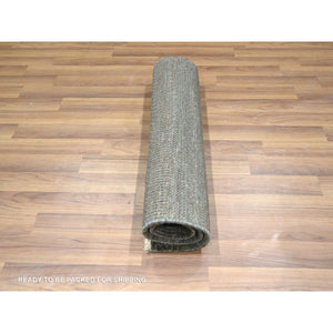 2'x3' Cedar Brown, Hand Knotted, Modern Grass Design, Undyed Natural Wool, Lush And Plush, Tone On Tone, Mat, Sample, Oriental Rug FWR458682