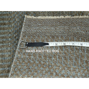 2'x3' Khaki Brown, Modern Grass Design, Hand Knotted, Undyed Natural Wool, Sample, Mat, Lush And Plush, Tone On Tone, Oriental Rug FWR458688