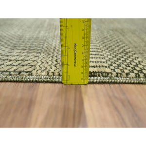 2'x3' Beige, Modern Grass Design, Hand Knotted, Tone on Tone, Wool with touch of Silk, Lush and Plush, Mat, Sample, Oriental Rug FWR458694