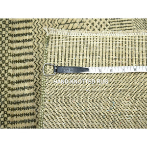 2'x3' Beige, Modern Grass Design, Hand Knotted, Tone On Tone, Wool With Touch Of Silk, Lush And Plush, Mat, Sample, Oriental Rug FWR458694