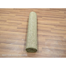Load image into Gallery viewer, 2&#39;x3&#39; Beige, Modern Grass Design, Hand Knotted, Tone on Tone, Wool with touch of Silk, Lush and Plush, Mat, Sample, Oriental Rug FWR458694