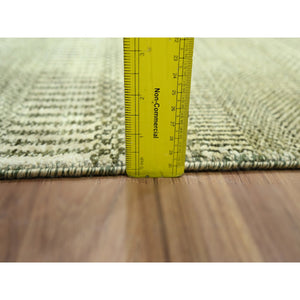 2'x3' Beige, Tone On Tone, Modern Grass Design, Hand Knotted, Wool With Touch Of Silk, Lush And Plush, Sample, Mat, Oriental Rug FWR458700