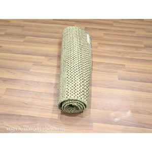 2'x3' Beige, Tone On Tone, Modern Grass Design, Hand Knotted, Wool With Touch Of Silk, Lush And Plush, Sample, Mat, Oriental Rug FWR458700