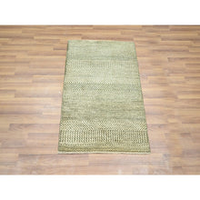 Load image into Gallery viewer, 2&#39;x3&#39; Beige, Modern Grass Design, Hand Knotted, Tone On Tone, Wool With Touch Of Silk, Lush And Plush, Mat, Sample, Oriental Rug FWR458712