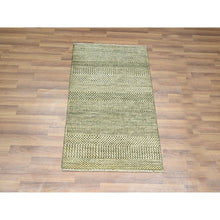 Load image into Gallery viewer, 2&#39;x3&#39; Beige, Modern Grass Design, Hand Knotted, Tone On Tone, Lush And Plush, Wool With Touch Of Silk, Mat, Sample, Oriental Rug FWR458718
