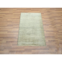 Load image into Gallery viewer, 2&#39;x3&#39; Beige, Modern Grass Design, Wool With Touch Of Silk, Hand Knotted, Tone On Tone, Lush And Plush, Mat, Sample, Oriental Rug FWR458724