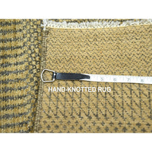 Load image into Gallery viewer, 2&#39;x3&#39; Ecru Brown, Modern Grass Design, Hand Knotted, Tone On Tone, Wool With Touch Of Silk, Lush And Plush, Sample, Mat, Oriental Rug FWR458730