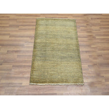 Load image into Gallery viewer, 2&#39;x3&#39; Golden Brown, Modern Grass Design, Hand Knotted, Wool With Touch Of Silk, Tone On Tone, Lush And Plush, Mat, Sample, Oriental Rug FWR458736
