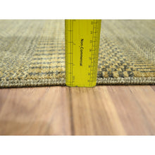 Load image into Gallery viewer, 2&#39;x3&#39; Golden Brown, Modern Grass Design, Hand Knotted, Wool With Touch Of Silk, Tone On Tone, Lush And Plush, Mat, Sample, Oriental Rug FWR458736