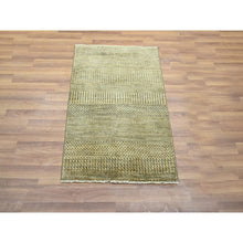 Load image into Gallery viewer, 2&#39;x3&#39; Ecru Brown, Tone On Tone, Modern Grass Design, Hand Knotted, Wool With Touch Of Silk, Lush And Plush, Sample, Mat, Oriental Rug FWR458742