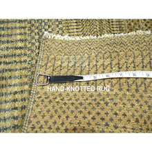 Load image into Gallery viewer, 2&#39;x3&#39; Ecru Brown, Tone On Tone, Modern Grass Design, Hand Knotted, Wool With Touch Of Silk, Lush And Plush, Sample, Mat, Oriental Rug FWR458742