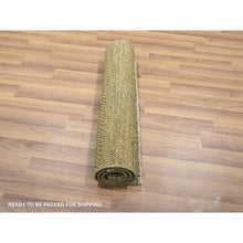 Load image into Gallery viewer, 2&#39;x3&#39; Ecru Brown, Tone On Tone, Modern Grass Design, Hand Knotted, Wool With Touch Of Silk, Lush And Plush, Sample, Mat, Oriental Rug FWR458742