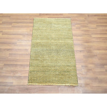 Load image into Gallery viewer, 2&#39;x3&#39; Light Brown, Modern Grass Design, Hand Knotted, Wool With Touch Of Silk, Tone On Tone, Lush And Plush, Mat, Sample, Oriental Rug FWR458748