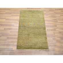 Load image into Gallery viewer, 2&#39;x3&#39; Honey Brown, Modern Grass Design, Hand Knotted, Wool With Touch Of Silk, Tone On Tone, Lush And Plush, Mat, Sample, Oriental Rug FWR458754