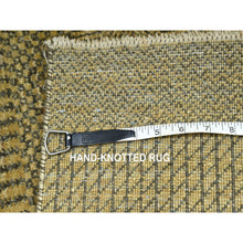 Load image into Gallery viewer, 2&#39;x3&#39; Honey Brown, Modern Grass Design, Hand Knotted, Wool With Touch Of Silk, Tone On Tone, Lush And Plush, Mat, Sample, Oriental Rug FWR458754