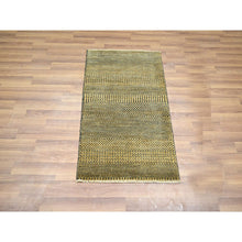 Load image into Gallery viewer, 2&#39;x3&#39; Light Brown, Modern Grass Design, Hand Knotted, Wool With Touch Of Silk, Lush And Plush, Tone On Tone, Sample, Mat, Oriental Rug FWR458760