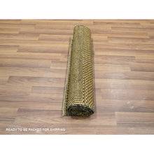 Load image into Gallery viewer, 2&#39;x3&#39; Light Brown, Modern Grass Design, Hand Knotted, Wool With Touch Of Silk, Lush And Plush, Tone On Tone, Sample, Mat, Oriental Rug FWR458760