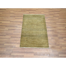 Load image into Gallery viewer, 2&#39;x3&#39; Ecru Brown, Modern Grass Design, Wool With Touch Of Silk, Hand Knotted, Tone On Tone, Lush And Plush, Mat, Sample, Oriental Rug FWR458766
