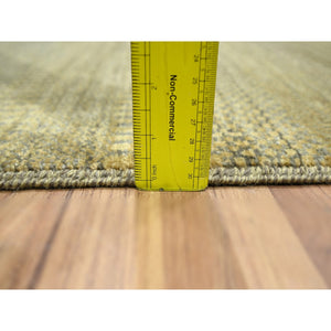 2'x3' Ecru Brown, Modern Grass Design, Wool With Touch Of Silk, Hand Knotted, Tone On Tone, Lush And Plush, Mat, Sample, Oriental Rug FWR458766