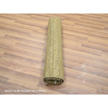 Load image into Gallery viewer, 2&#39;x3&#39; Ecru Brown, Modern Grass Design, Wool With Touch Of Silk, Hand Knotted, Tone On Tone, Lush And Plush, Mat, Sample, Oriental Rug FWR458766