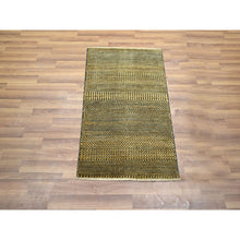 Load image into Gallery viewer, 2&#39;x3&#39; Golden Brown, Modern Grass Design, Hand Knotted, Wool With Touch Of Silk, Tone On Tone, Lush And Plush, Mat, Sample, Oriental Rug FWR458772