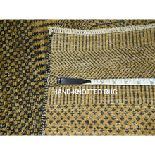 Load image into Gallery viewer, 2&#39;x3&#39; Golden Brown, Modern Grass Design, Hand Knotted, Wool With Touch Of Silk, Tone On Tone, Lush And Plush, Mat, Sample, Oriental Rug FWR458772