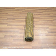 Load image into Gallery viewer, 2&#39;x3&#39; Golden Brown, Modern Grass Design, Hand Knotted, Wool With Touch Of Silk, Tone On Tone, Lush And Plush, Mat, Sample, Oriental Rug FWR458772