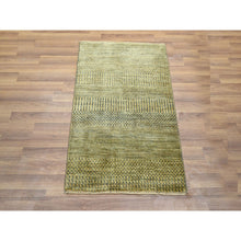 Load image into Gallery viewer, 2&#39;x3&#39; Golden Brown, Modern Grass Design, Tone On Tone, Hand Knotted, Wool With Touch Of Silk, Lush And Plush, Mat, Sample, Oriental Rug FWR458778