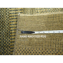 Load image into Gallery viewer, 2&#39;x3&#39; Golden Brown, Modern Grass Design, Tone On Tone, Hand Knotted, Wool With Touch Of Silk, Lush And Plush, Mat, Sample, Oriental Rug FWR458778