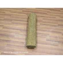 Load image into Gallery viewer, 2&#39;x3&#39; Golden Brown, Modern Grass Design, Tone On Tone, Hand Knotted, Wool With Touch Of Silk, Lush And Plush, Mat, Sample, Oriental Rug FWR458778