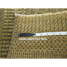 Load image into Gallery viewer, 2&#39;x3&#39; Ecru Brown, Modern Grass Design, Hand Knotted, Wool With Touch Of Silk, Tone On Tone, Lush And Plush, Sample, Mat, Oriental Rug FWR458784