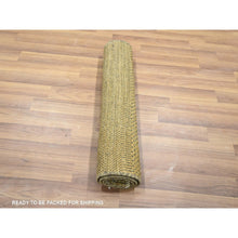 Load image into Gallery viewer, 2&#39;x3&#39; Ecru Brown, Modern Grass Design, Hand Knotted, Wool With Touch Of Silk, Tone On Tone, Lush And Plush, Sample, Mat, Oriental Rug FWR458784